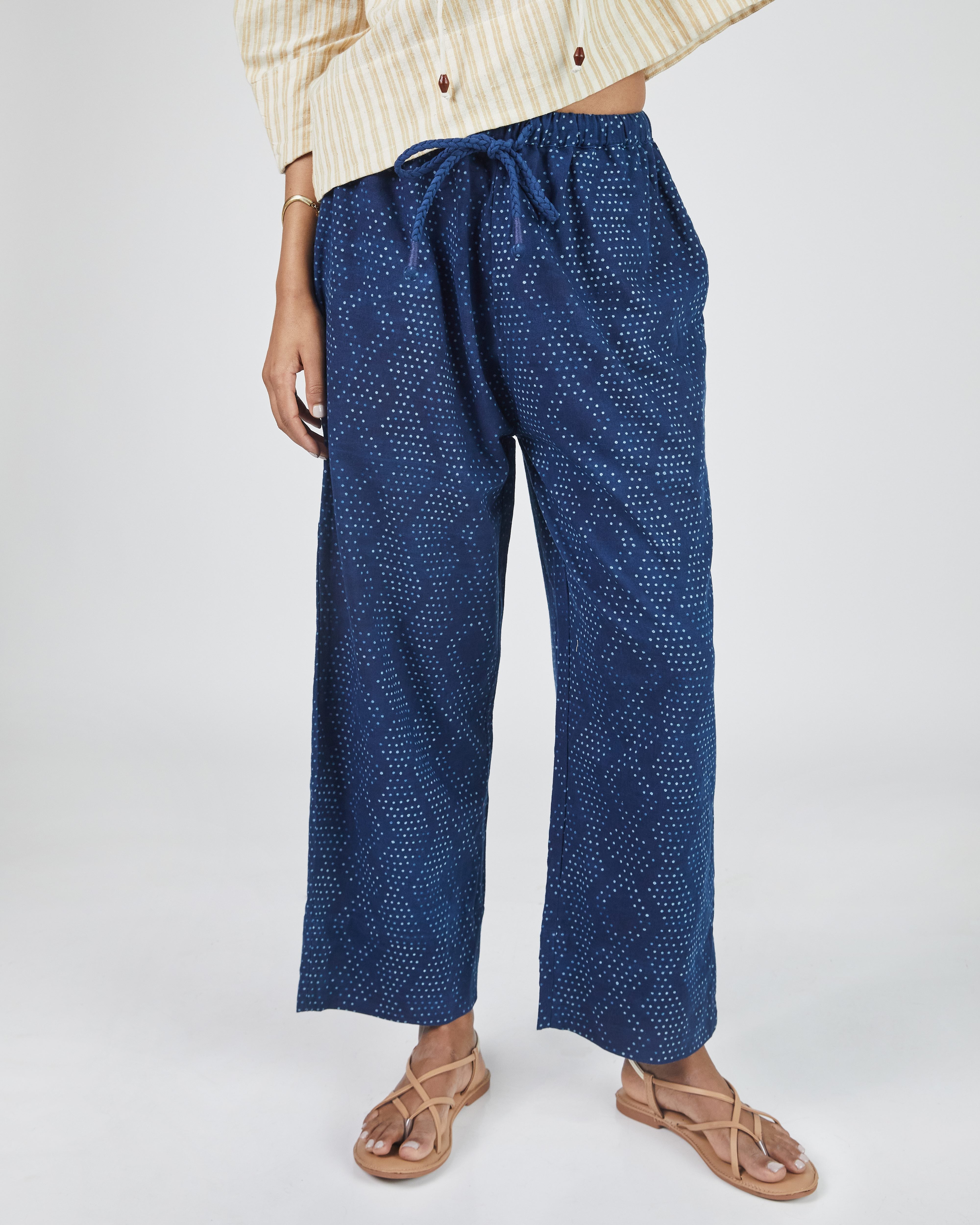 Garima Pant in Dot Indigo Print