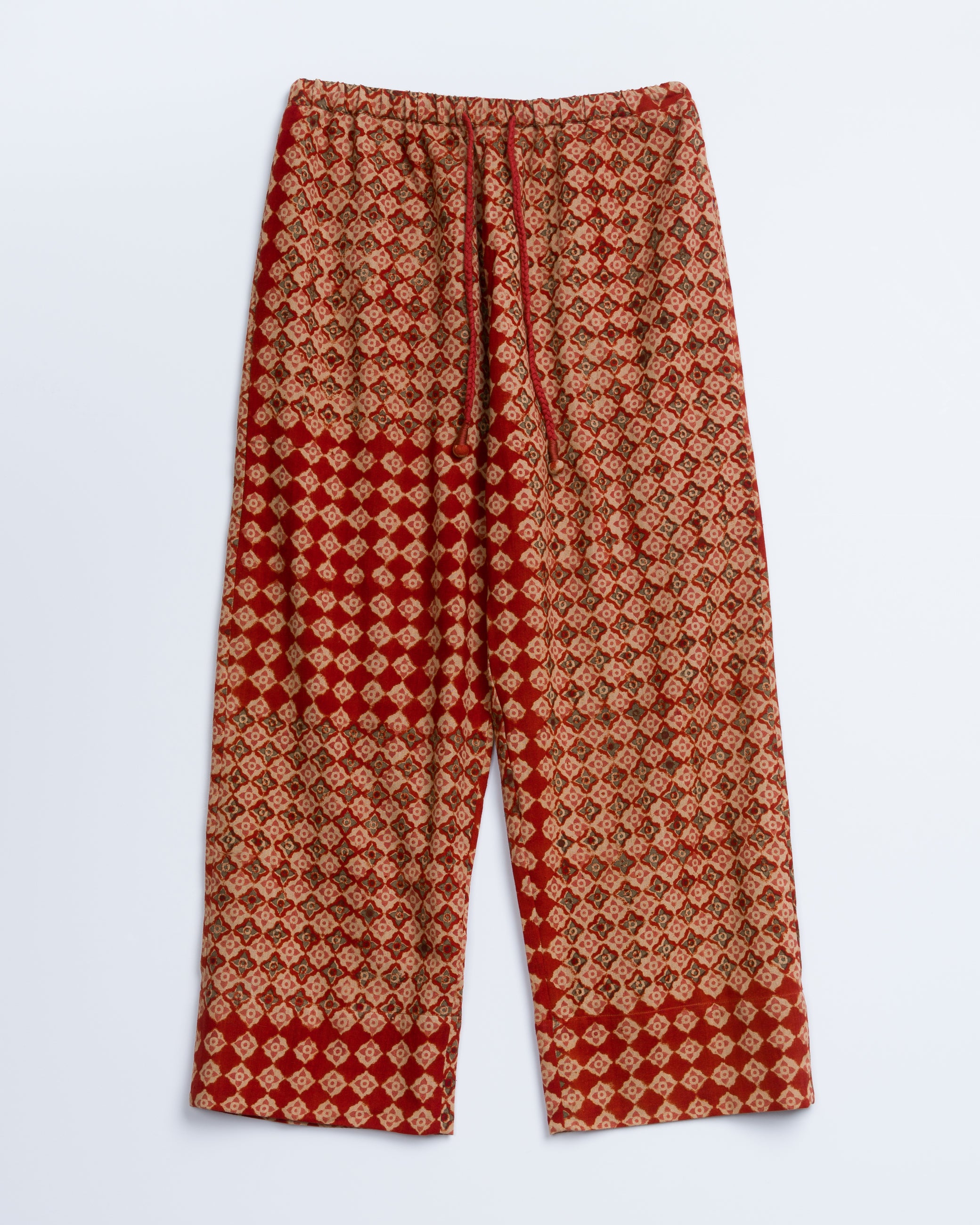 Garima Pant in Engineered Tile Block Print Madder