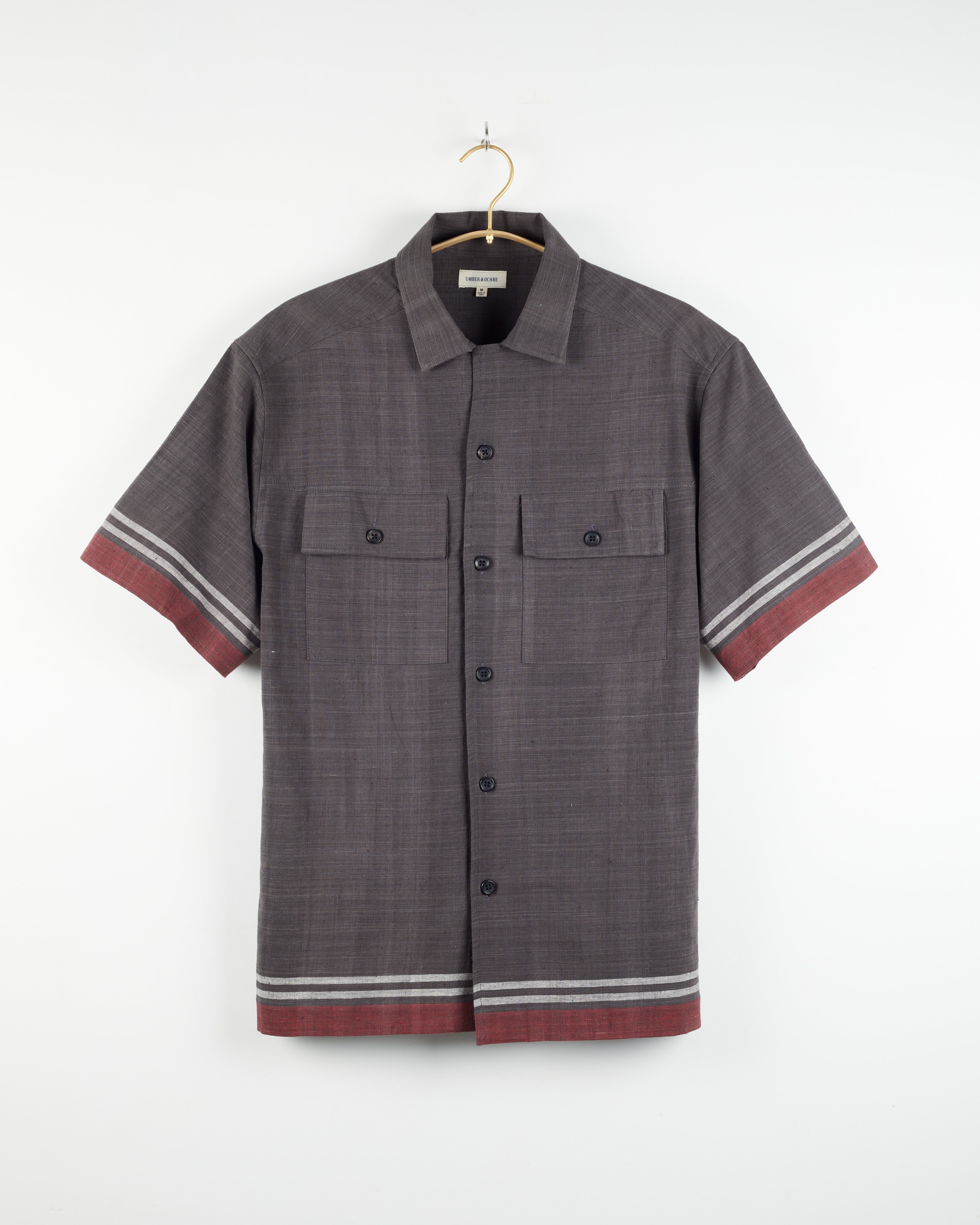 Harshil Two-Pocket Shirt in Tipping Stripe Border Granite